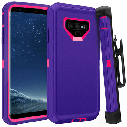 SAMSUNG GALAXY NOTE 9 Case (Belt Clip fit Otterbox Defender) Heavy Duty Rugged Multi Layer Hybrid Protective Shockproof Cover with Belt Clip [Compatible for SAMSUNG GALAXY NOTE 9] 6.4 inch (PURPLE & PINK) - Place Wireless