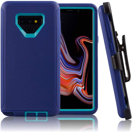 SAMSUNG GALAXY NOTE 9 Case (Belt Clip fit Otterbox Defender) Heavy Duty Rugged Multi Layer Hybrid Protective Shockproof Cover with Belt Clip [Compatible for SAMSUNG GALAXY NOTE 9] 6.4 inch (PURPLE & TEAL) - Place Wireless