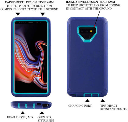 SAMSUNG GALAXY NOTE 9 Case (Belt Clip fit Otterbox Defender) Heavy Duty Rugged Multi Layer Hybrid Protective Shockproof Cover with Belt Clip [Compatible for SAMSUNG GALAXY NOTE 9] 6.4 inch (PURPLE & TEAL) - Place Wireless