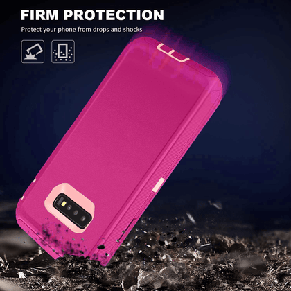 SAMSUNG Galaxy S10 Case (Belt Clip fit Otterbox Defender) Heavy Duty Rugged Multi Layer Hybrid Protective Shockproof Cover with Belt Clip [Compatible for SAMSUNG GALAXY S10] 6.1 inch (PINK & PINK) - Place Wireless