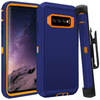 SAMSUNG Galaxy S10 Case (Belt Clip fit Otterbox Defender) Heavy Duty Rugged Multi Layer Hybrid Protective Shockproof Cover with Belt Clip [Compatible for SAMSUNG GALAXY S10] 6.1 inch (BLUE & ORANGE)