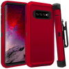 SAMSUNG Galaxy S10 Case (Belt Clip fit Otterbox Defender) Heavy Duty Rugged Multi Layer Hybrid Protective Shockproof Cover with Belt Clip [Compatible for SAMSUNG GALAXY S10] 6.1 inch (RED & BLACK)