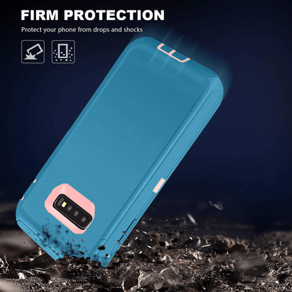 SAMSUNG Galaxy S10+ Case (Belt Clip fit Otterbox Defender) Heavy Duty Rugged Multi Layer Hybrid Protective Shockproof Cover with Belt Clip [Compatible for SAMSUNG GALAXY S10+] 6.4 inch (BIG SUR PALE & PINK) - Place Wireless