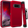 SAMSUNG Galaxy S10+ Case (Belt Clip fit Otterbox Defender) Heavy Duty Rugged Multi Layer Hybrid Protective Shockproof Cover with Belt Clip [Compatible for SAMSUNG GALAXY S10+] 6.4 inch (RED & GRAY)