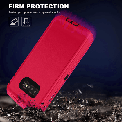 SAMSUNG Galaxy S10 Case (Belt Clip fit Otterbox Defender) Heavy Duty Rugged Multi Layer Hybrid Protective Shockproof Cover with Belt Clip [Compatible for SAMSUNG GALAXY S10] 6.1 inch (RED & BLACK) - Place Wireless