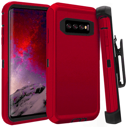 SAMSUNG Galaxy S10e Case (Belt Clip fit Otterbox Defender) Heavy Duty Rugged Multi Layer Hybrid Protective Shockproof Cover with Belt Clip [Compatible for SAMSUNG GALAXY S10e] 5.8 inch (RED & BLACK) - Place Wireless