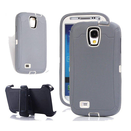 SAMSUNG GALAXY S4 CASE(Belt Clip fit Otterbox Defender) Heavy Duty Protective Shockproof cover and touch screen protector with Belt Clip [Compatible for SAMSUNG GALAXY S4] 5.0 inch (GRAY & WHITE) - Place Wireless