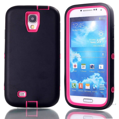 SAMSUNG GALAXY S4 CASE(Belt Clip fit Otterbox Defender) Heavy Duty Protective Shockproof cover and touch screen protector with Belt Clip [Compatible for SAMSUNG GALAXY S4] 5.0 inch (BLACK & PINK) - Place Wireless