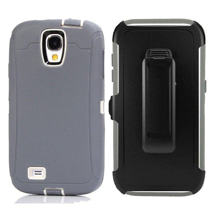 SAMSUNG GALAXY S4 CASE(Belt Clip fit Otterbox Defender) Heavy Duty Protective Shockproof cover and touch screen protector with Belt Clip [Compatible for SAMSUNG GALAXY S4] 5.0 inch (GRAY & WHITE) - Place Wireless