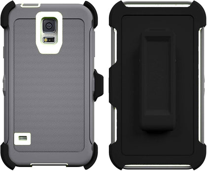SAMSUNG GALAXY S5 CASE(Belt Clip fit Otterbox Defender) Heavy Duty Protective Shockproof cover and touch screen protector with Belt Clip [Compatible for SAMSUNG GALAXY S5] 5.1 inch (GRAY & WHITE) - Place Wireless