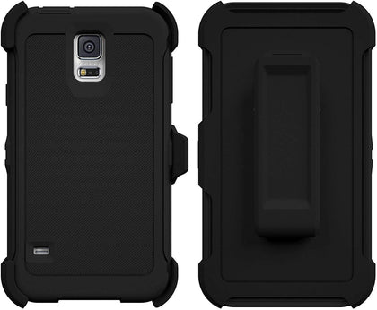 SAMSUNG GALAXY S5 CASE(Belt Clip fit Otterbox Defender) Heavy Duty Protective Shockproof cover and touch screen protector with Belt Clip [Compatible for SAMSUNG GALAXY S5] 5.1 inch (BLACK & BLACK) - Place Wireless