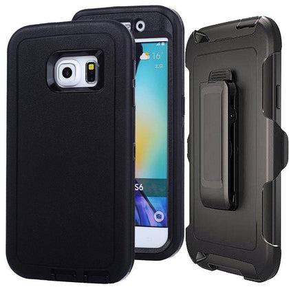 SAMSUNG GALAXY S6 CASE(Belt Clip fit Otterbox Defender) Heavy Duty Protective Shockproof cover and touch screen protector with Belt Clip [Compatible for SAMSUNG GALAXY S6] 5.1 inch(BLACK & BLACK) - Place Wireless