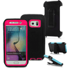 SAMSUNG GALAXY S6 CASE(Belt Clip fit Otterbox Defender) Heavy Duty Protective Shockproof cover and touch screen protector with Belt Clip [Compatible for SAMSUNG GALAXY S6] 5.1 inch(BLACK & PINK)