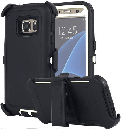 SAMSUNG GALAXY S7 CASE(Belt Clip fit Otterbox Defender) Heavy Duty Protective Shockproof cover and touch screen protector with Belt Clip [Compatible for SAMSUNG GALAXY S7] 5.1 inch(BLACK & WHITE) - Place Wireless