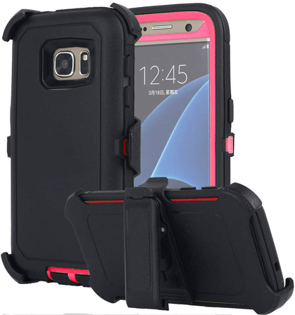 SAMSUNG GALAXY S7 CASE(Belt Clip fit Otterbox Defender) Heavy Duty Protective Shockproof cover and touch screen protector with Belt Clip [Compatible for SAMSUNG GALAXY S7] 5.1 inch(BLACK & PINK) - Place Wireless