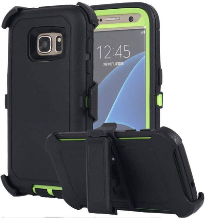 SAMSUNG GALAXY S7 CASE(Belt Clip fit Otterbox Defender) Heavy Duty Protective Shockproof cover and touch screen protector with Belt Clip [Compatible for SAMSUNG GALAXY S7] 5.1 inch(BLACK & GREEN) - Place Wireless