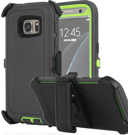 SAMSUNG GALAXY S7 CASE(Belt Clip fit Otterbox Defender) Heavy Duty Protective Shockproof cover and touch screen protector with Belt Clip [Compatible for SAMSUNG GALAXY S7] 5.1 inch(GRAY & GREEN) - Place Wireless