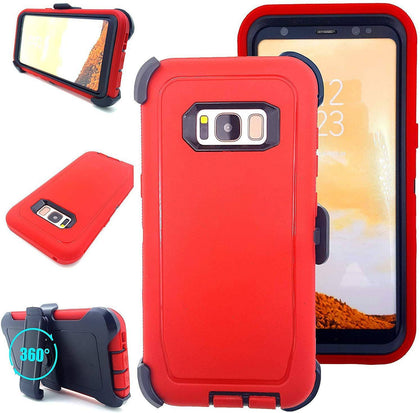 SAMSUNG Galaxy S8+ Case (Belt Clip fit Otterbox Defender) Heavy Duty Rugged Multi Layer Hybrid Protective Shockproof Cover with Belt Clip [Compatible for SAMSUNG GALAXY S8+] 6.2 inch (RED & BLACK) - Place Wireless