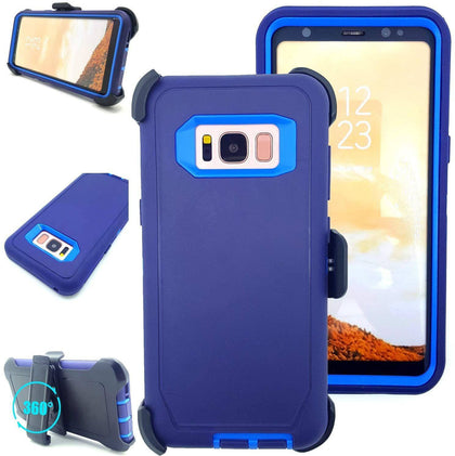 SAMSUNG Galaxy S8+ Case (Belt Clip fit Otterbox Defender) Heavy Duty Rugged Multi Layer Hybrid Protective Shockproof Cover with Belt Clip [Compatible for SAMSUNG GALAXY S8+] 6.2 inch (BLUE & BLUE) - Place Wireless
