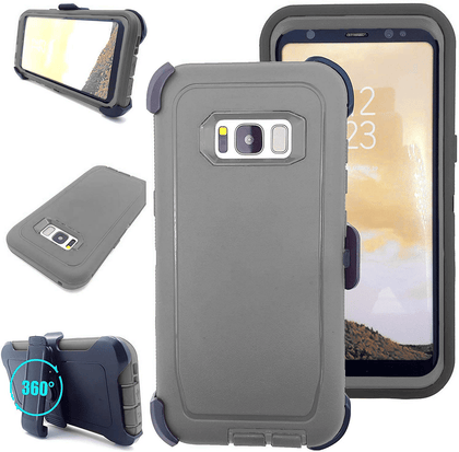 SAMSUNG Galaxy S8 Case (Belt Clip fit Otterbox Defender) Heavy Duty Rugged Multi Layer Hybrid Protective Shockproof Cover with Belt Clip [Compatible for SAMSUNG GALAXY S8] 5.8 inch (GRAY & GRAY) - Place Wireless