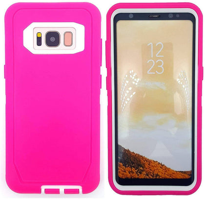 SAMSUNG Galaxy S8+ Case (Belt Clip fit Otterbox Defender) Heavy Duty Rugged Multi Layer Hybrid Protective Shockproof Cover with Belt Clip [Compatible for SAMSUNG GALAXY S8+] 6.2 inch (PINK & WHITE) - Place Wireless