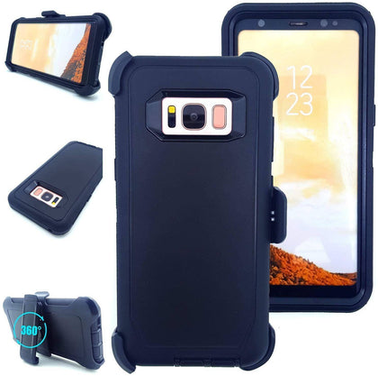 SAMSUNG Galaxy S8+ Case (Belt Clip fit Otterbox Defender) Heavy Duty Rugged Multi Layer Hybrid Protective Shockproof Cover with Belt Clip [Compatible for SAMSUNG GALAXY S8+] 6.2 inch (BLACK & BLACK) - Place Wireless