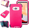 SAMSUNG Galaxy S8 Case (Belt Clip fit Otterbox Defender) Heavy Duty Rugged Multi Layer Hybrid Protective Shockproof Cover with Belt Clip [Compatible for SAMSUNG GALAXY S8] 5.8 inch (PINK & WHITE)