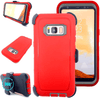 SAMSUNG Galaxy S8 Case (Belt Clip fit Otterbox Defender) Heavy Duty Rugged Multi Layer Hybrid Protective Shockproof Cover with Belt Clip [Compatible for SAMSUNG GALAXY S8] 5.8 inch (RED & GRAY)