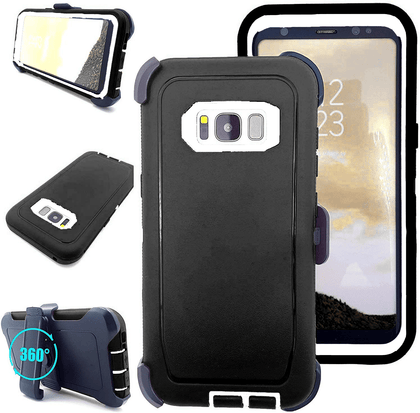 SAMSUNG Galaxy S8 Case (Belt Clip fit Otterbox Defender) Heavy Duty Rugged Multi Layer Hybrid Protective Shockproof Cover with Belt Clip [Compatible for SAMSUNG GALAXY S8] 5.8 inch (BLACK & WHITE) - Place Wireless