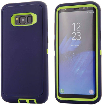 SAMSUNG Galaxy S8+ Case (Belt Clip fit Otterbox Defender) Heavy Duty Rugged Multi Layer Hybrid Protective Shockproof Cover with Belt Clip [Compatible for SAMSUNG GALAXY S8+] 6.2 inch (BLUE & GREEN) - Place Wireless
