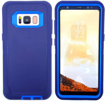 SAMSUNG Galaxy S8+ Case (Belt Clip fit Otterbox Defender) Heavy Duty Rugged Multi Layer Hybrid Protective Shockproof Cover with Belt Clip [Compatible for SAMSUNG GALAXY S8+] 6.2 inch (BLUE & BLUE) - Place Wireless