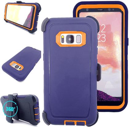 SAMSUNG Galaxy S8 Case (Belt Clip fit Otterbox Defender) Heavy Duty Rugged Multi Layer Hybrid Protective Shockproof Cover with Belt Clip [Compatible for SAMSUNG GALAXY S8] 5.8 inch (BLUE & ORANGE) - Place Wireless