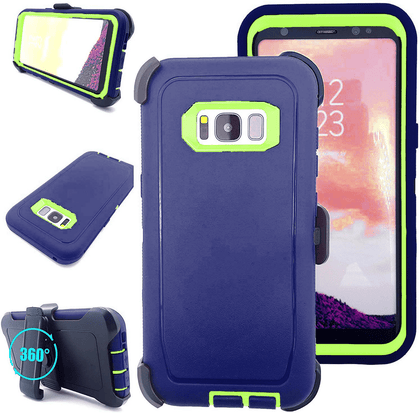 SAMSUNG Galaxy S8 Case (Belt Clip fit Otterbox Defender) Heavy Duty Rugged Multi Layer Hybrid Protective Shockproof Cover with Belt Clip [Compatible for SAMSUNG GALAXY S8] 5.8 inch (BLUE & GREEN) - Place Wireless