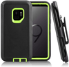 SAMSUNG Galaxy S9 Case (Belt Clip fit Otterbox Defender) Heavy Duty Rugged Multi Layer Hybrid Protective Shockproof Cover with Belt Clip [Compatible for SAMSUNG GALAXY S9] 5.8 inch (BLACK & GREEN)