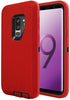 SAMSUNG Galaxy S9 Case (Belt Clip fit Otterbox Defender) Heavy Duty Rugged Multi Layer Hybrid Protective Shockproof Cover with Belt Clip [Compatible for SAMSUNG GALAXY S9] 5.8 inch (RED & BLACK)