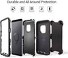 SAMSUNG Galaxy S9 Case (Belt Clip fit Otterbox Defender) Heavy Duty Rugged Multi Layer Hybrid Protective Shockproof Cover with Belt Clip [Compatible for SAMSUNG GALAXY S9] 5.8 inch (BLACK & WHITE)