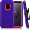 SAMSUNG Galaxy S9 Case (Belt Clip fit Otterbox Defender) Heavy Duty Rugged Multi Layer Hybrid Protective Shockproof Cover with Belt Clip [Compatible for SAMSUNG GALAXY S9] 5.8 inch (PURPLE & PINK)