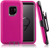 SAMSUNG Galaxy S9 Case (Belt Clip fit Otterbox Defender) Heavy Duty Rugged Multi Layer Hybrid Protective Shockproof Cover with Belt Clip [Compatible for SAMSUNG GALAXY S9] 5.8 inch (PINK & GRAY)