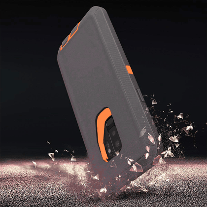 SAMSUNG Galaxy S9+ Case (Belt Clip fit Otterbox Defender) Heavy Duty Rugged Multi Layer Hybrid Protective Shockproof Cover with Belt Clip [Compatible for SAMSUNG GALAXY S9+] 6.2 inch (GRAY & ORANGE) - Place Wireless