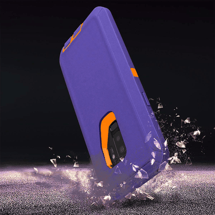 SAMSUNG Galaxy S9+ Case (Belt Clip fit Otterbox Defender) Heavy Duty Rugged Multi Layer Hybrid Protective Shockproof Cover with Belt Clip [Compatible for SAMSUNG GALAXY S9+] 6.2 inch (PURPLE & ORANGE) - Place Wireless