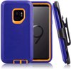 SAMSUNG Galaxy S9 Case (Belt Clip fit Otterbox Defender) Heavy Duty Rugged Multi Layer Hybrid Protective Shockproof Cover with Belt Clip [Compatible for SAMSUNG GALAXY S9] 5.8 inch (PURPLE & ORANGE)