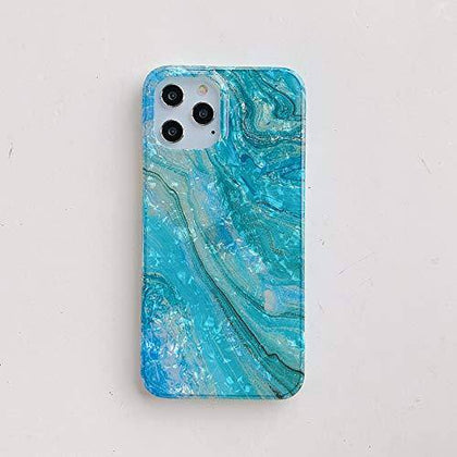 Qokey Compatible with iPhone 12 Pro Max Case 6.7 inch (2020) Marble Case for Girls Women Cute Ultra Thin Shell Pattern Flower Crystal Clear Soft Bumper TPU Silicone Anti-Scratch Phone Cover Green - Place Wireless