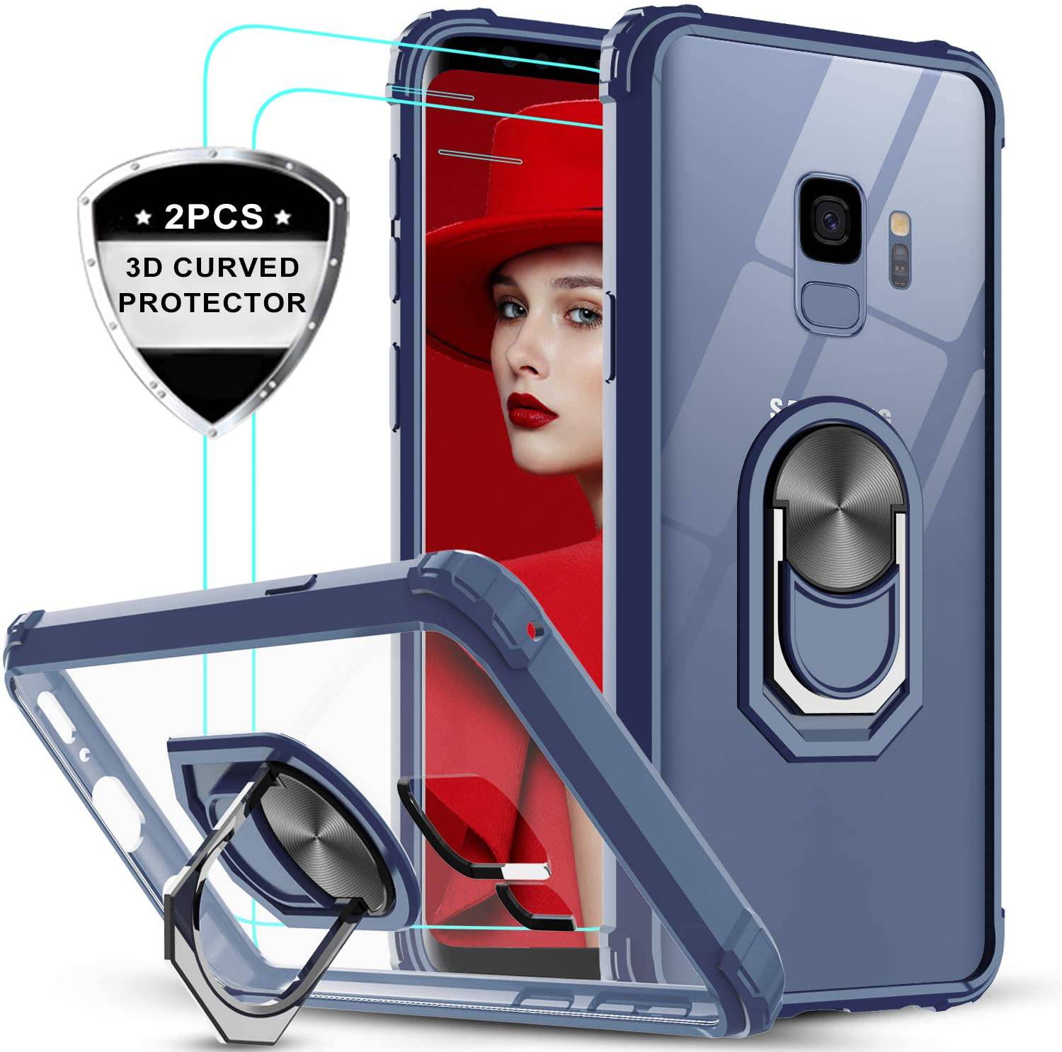 Samsung Galaxy S9 Case with 3D PET Screen Protector 2 Pack