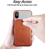 iPhone Xs Credit Card Case, iPhone X Credit Card Case, Nubuck [Credit Card Slot] [Pull-Tab] Stylish Thin TPU + Premium Leather Back Case for Apple iPhone X (2017)/ iPhone Xs (2018).