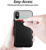 iPhone Xs Credit Card Case, iPhone X Credit Card Case, Nubuck [Credit Card Slot] [Pull-Tab] Stylish Thin TPU + Premium Leather Back Case for Apple iPhone X (2017)/ iPhone Xs (2018).