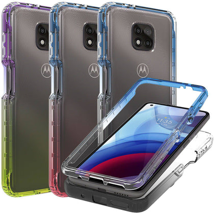 For Motorola Moto G Power 2021 Phone Case Clear Full Body Gradient Hard Cover