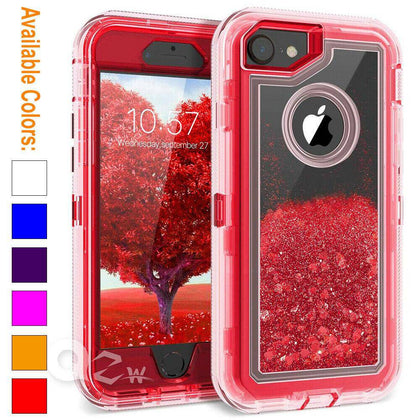 For iPhone 6S 7 8 Plus Defender Liquid Glitter Shockproof Case Fit Otterbox Clip - Place Wireless