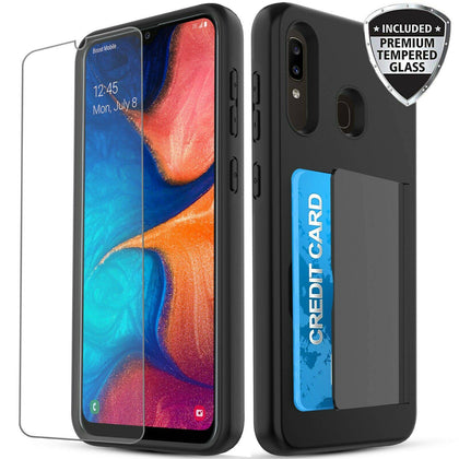 For Galaxy A10e / Galaxy A50 A30 A20 Case, Shockproof Case with Card Holder Slot - Place Wireless