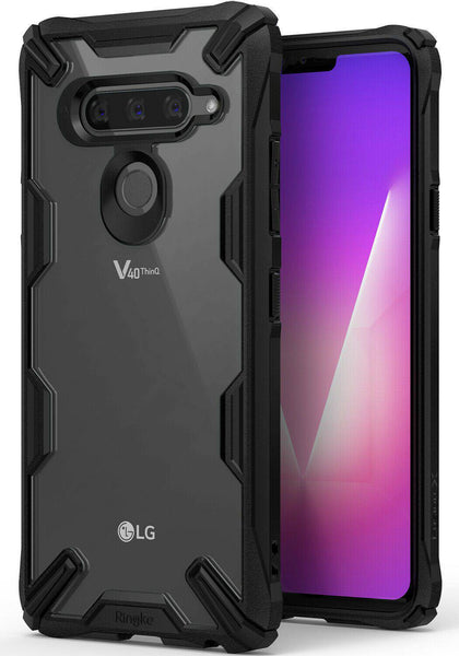 For LG V40 ThinQ | Ringke [FUSION-X] Clear Back Shockproof TPU Bumper Cover Case - Place Wireless