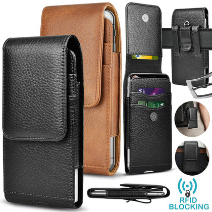 Cell Phone Holster Pouch Leather Wallet Case with Belt Loop for iphone Samsung - Place Wireless